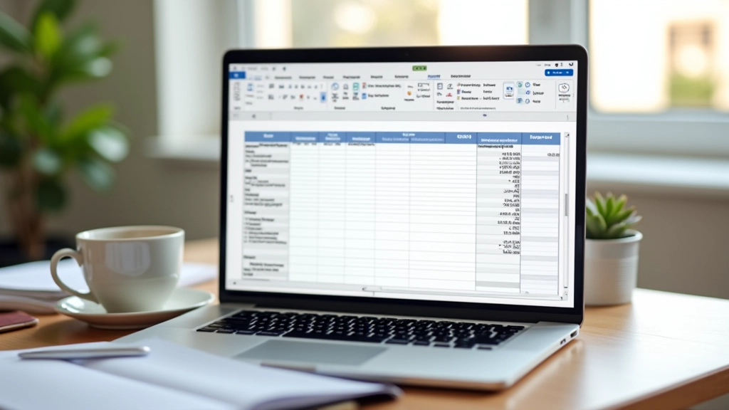 Tabla de cálculo de impuestos en pantalla de computadora con números destacados