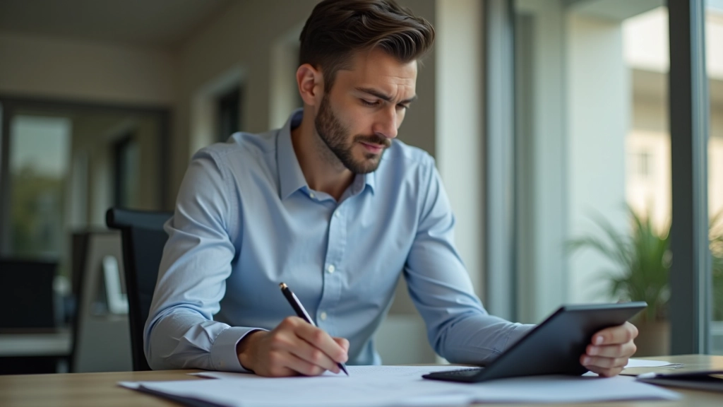 Documentos de impuestos y formularios de declaración en escritorio ordenado con calculadora