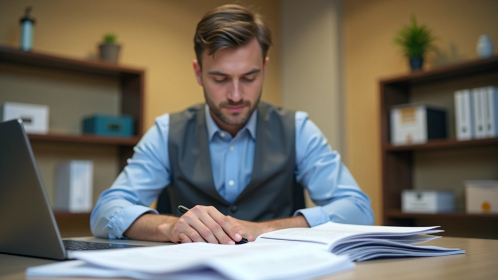Profesional especializado en declaración de la renta trabajando en oficina moderna