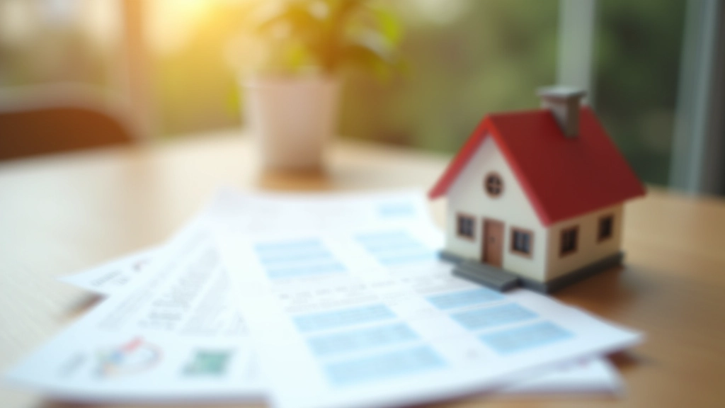 Documento de hipoteca y comprobante de pagos en escritorio con casa en miniatura