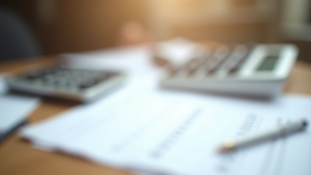 Documentos fiscales y calculadora sobre escritorio