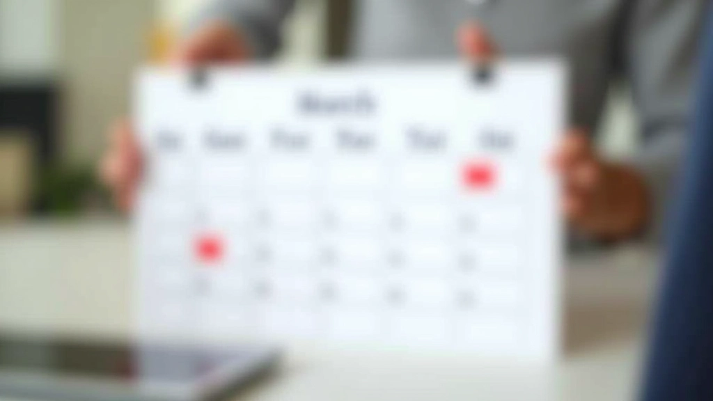 Calendario con fechas importantes marcadas en rojo para la presentación de la declaración de renta